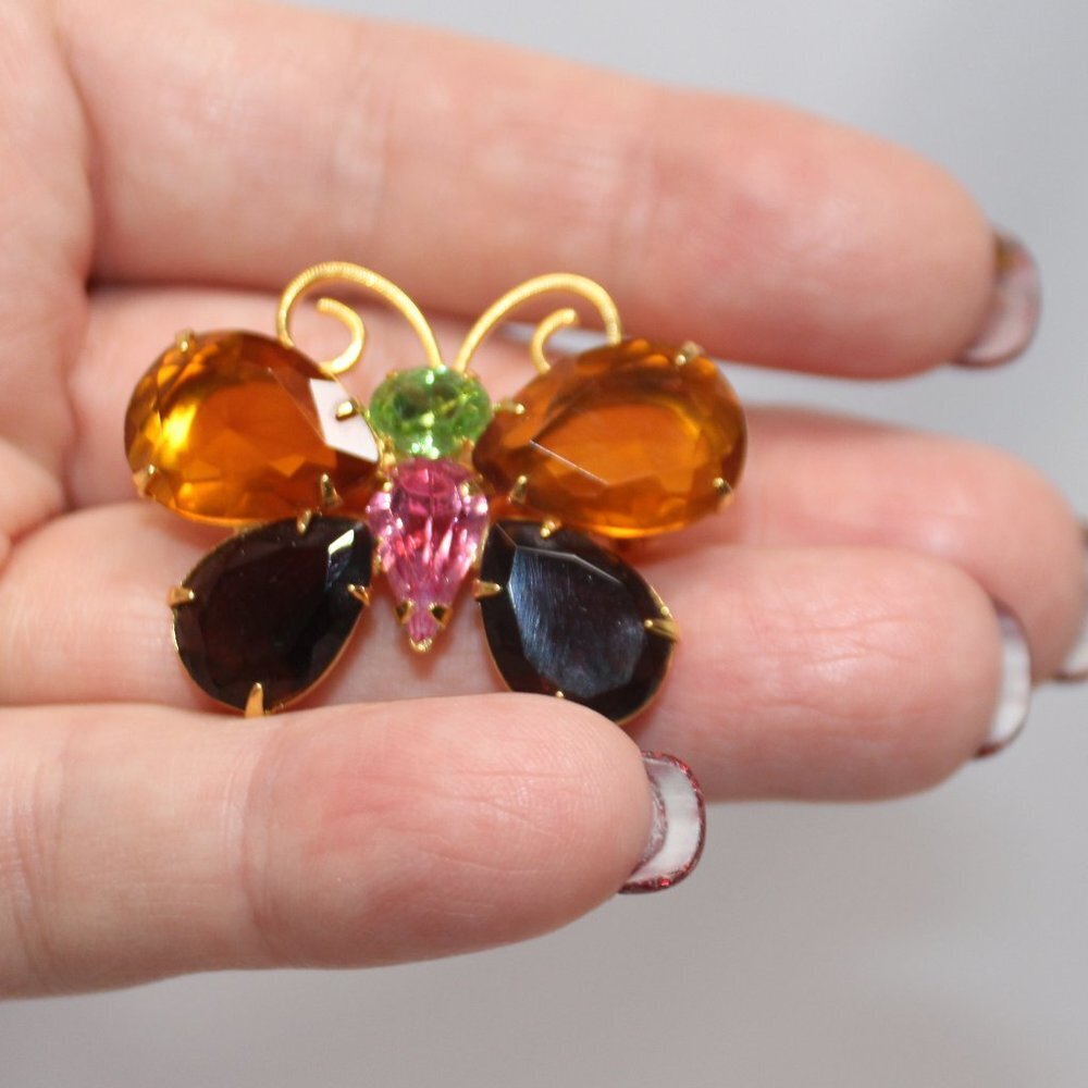 Joan Rivers Vintage Rhinestone Brooch Pin Butterfly - Picture 6 of 11